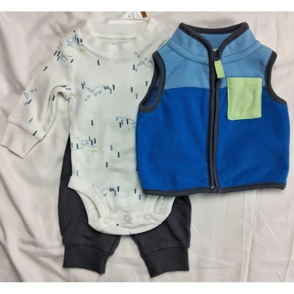 Carter's‎ Baby Boy Newborn Outfit Set Lot 6pc Elephant Bodysuit Ski Pants